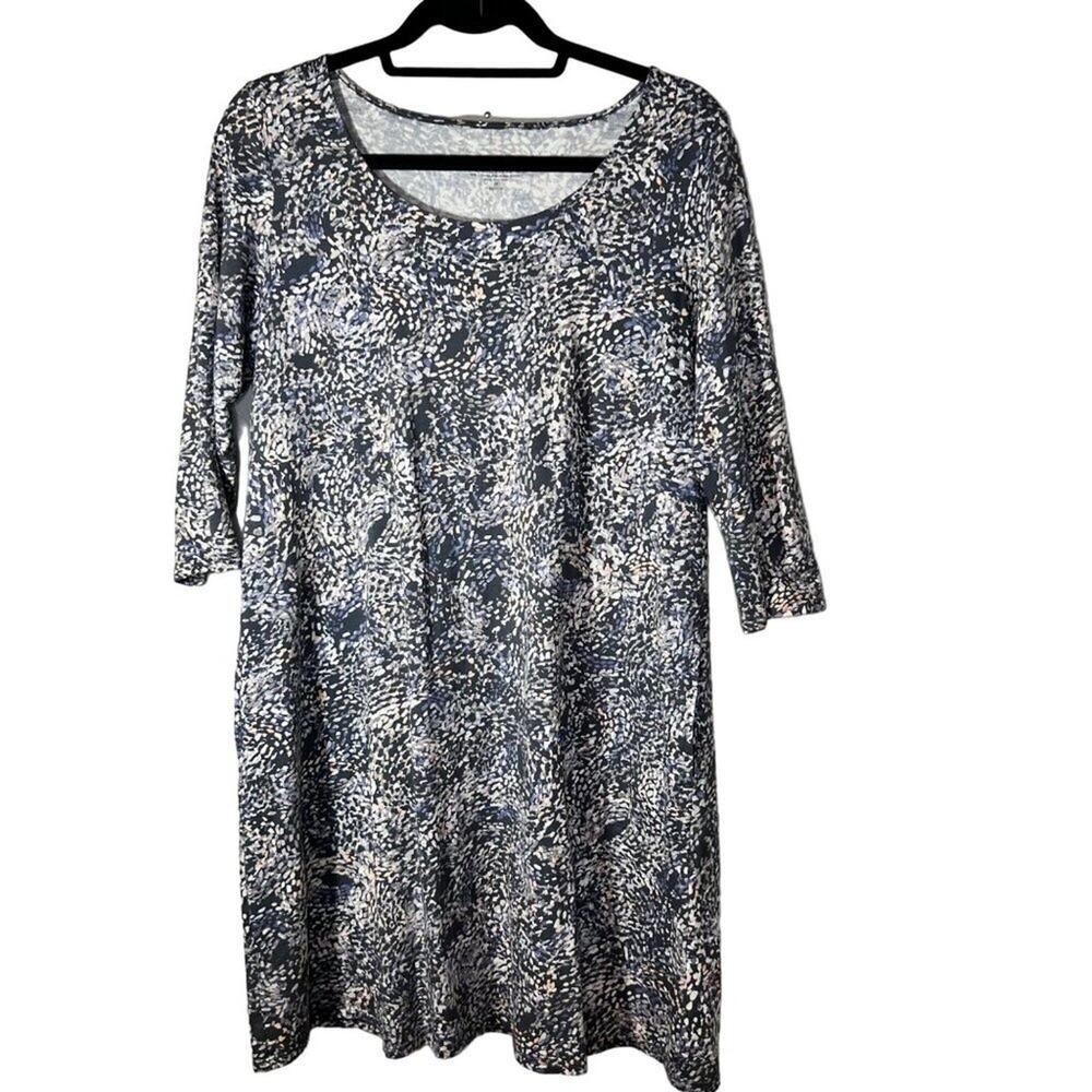 PureJill Women's Knit Casual A-Line Dress Taupe &‎ Cream Petite Size M